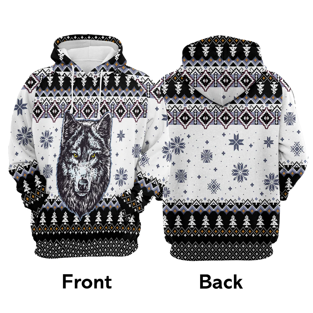 Wolf Premium Christmas Hoodie, Awesome Wolf Christmas Unisex Hoodie For Men & Women - Perfect Gift For Christmas, Wolf Lover - Image 3