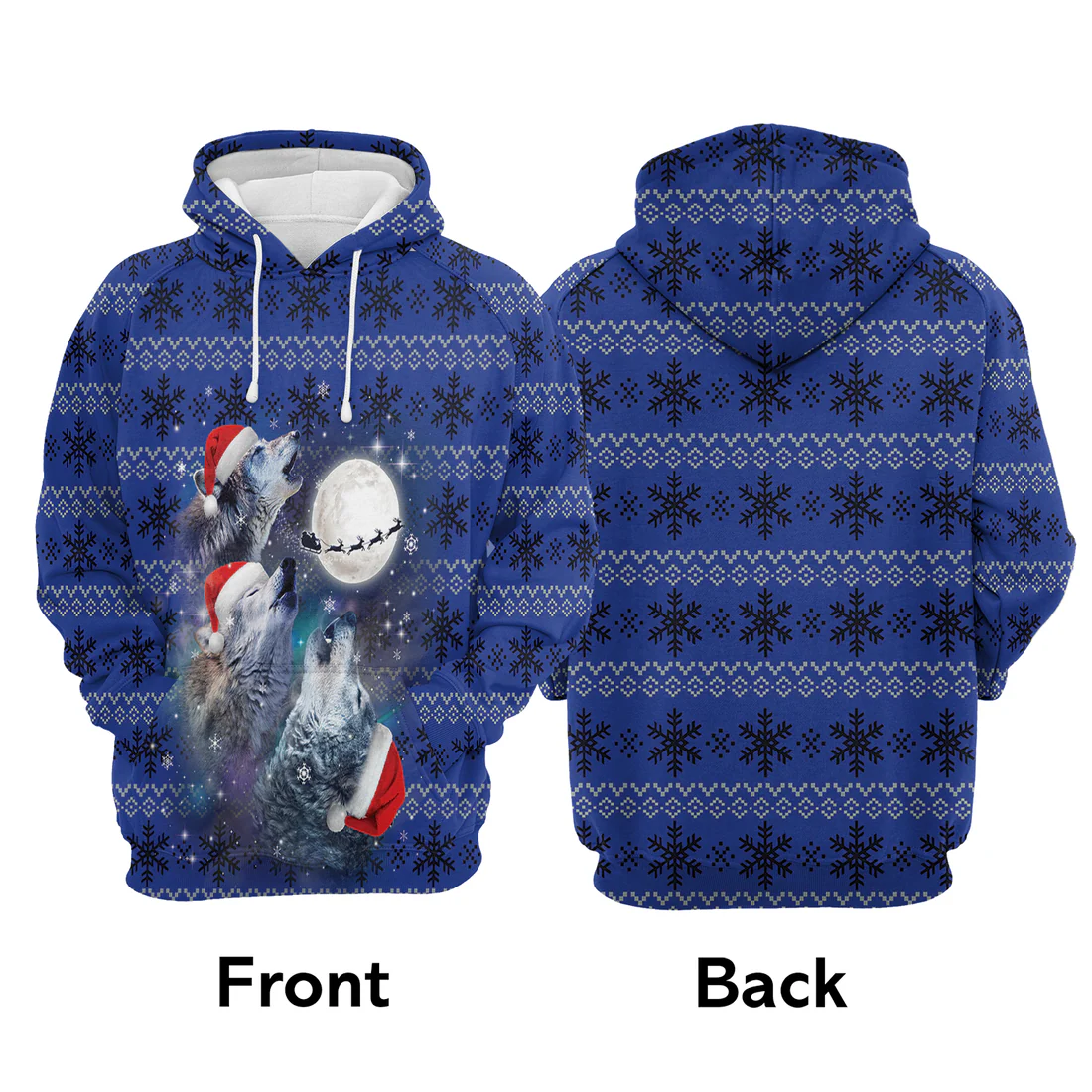Wolf Xmas Premium Christmas Hoodie, Howling At The Moon Unisex Hoodie For Men & Women - Perfect Gift For Christmas, Wolf Lovers - Image 3