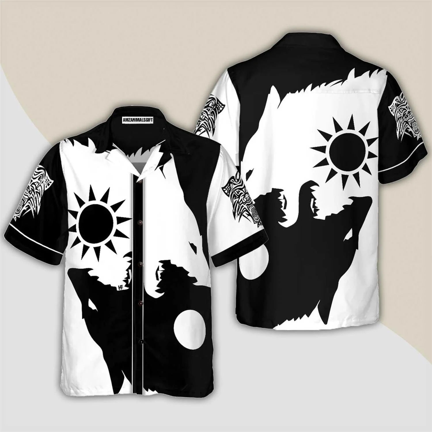Wolves Hawaiian Shirt, Day And Night Wolves Hawaiian Shirt - Perfect Gift For Wolf Lovers, Husband, Boyfriend, Friend, Family