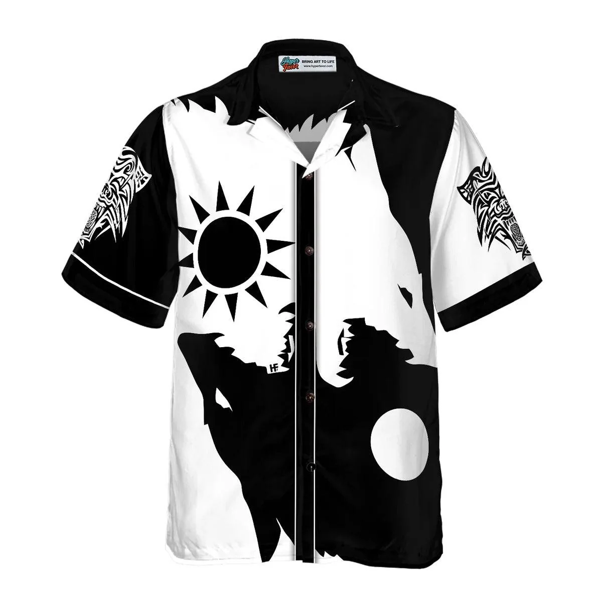 Wolves Hawaiian Shirt, Day And Night Wolves Hawaiian Shirt - Perfect Gift For Wolf Lovers, Husband, Boyfriend, Friend, Family - Image 4