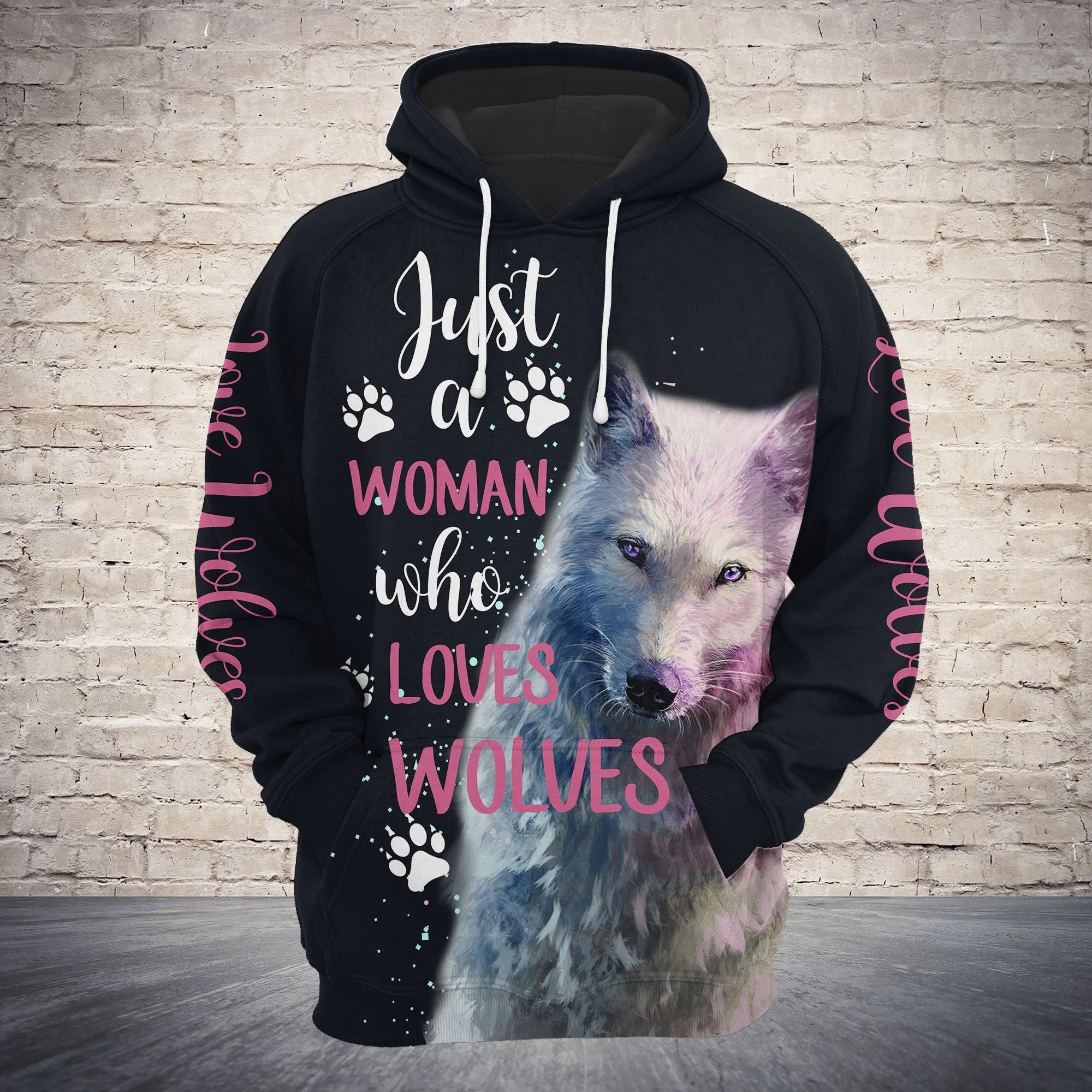 Wolves Pullover Premium Hoodie Just A Woman Who Love Wolves, Perfect Outfit For Men And Women On Christmas New Year Autumn Winter