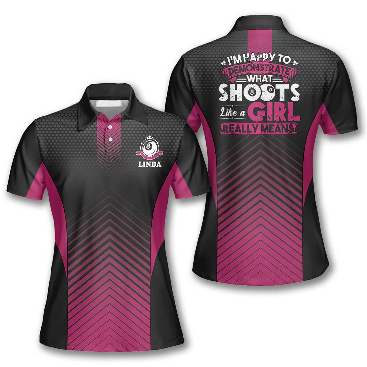 Women Billiards Polo Shirt, Personalized Billiards I'm Happy To Demonstrate What Shoots Polo Shirt For Women, Billiards Lover - Image 2