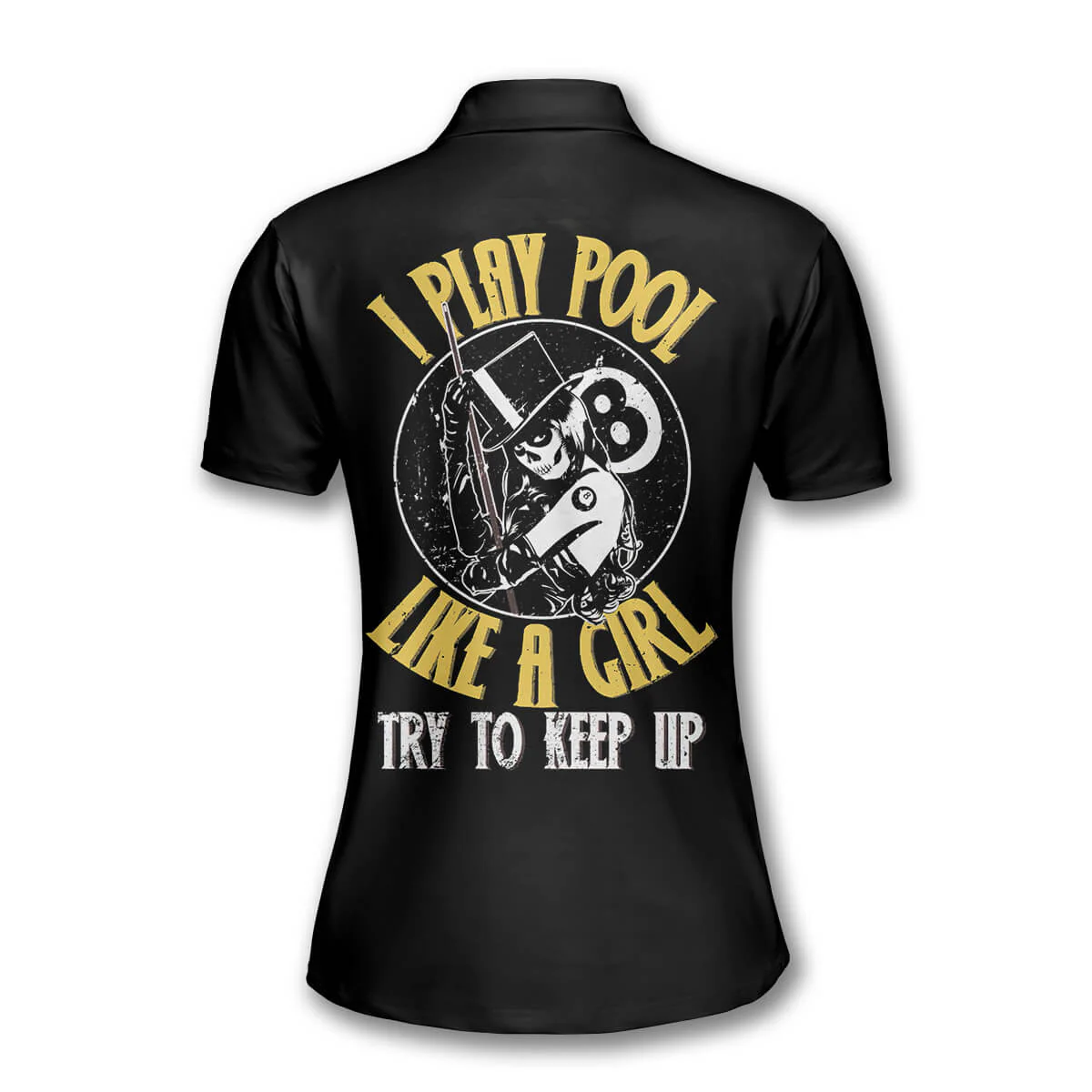 Women Billiards Polo Shirt, Personalized Billiards Skull I Play Pool Like A Girl Polo Shirt For Women, Billiards Lover - Image 3