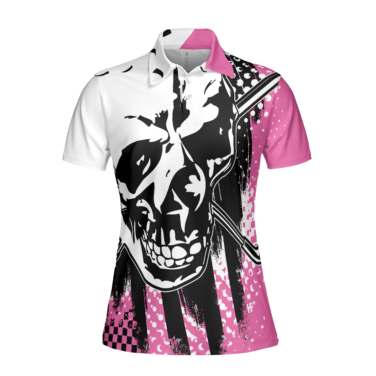 Women Polo Shirt - Blade Ladies Golf Pink Short Sleeve Women Polo Shirt, Skull Golf Shirt For Women, Unique Female Goff Gift - Image 4