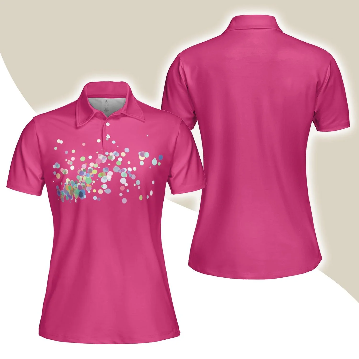 Women Polo Shirt - Colorful Circle, Pink Polo Shirts - Gift For Wife, Family, Girlfriend