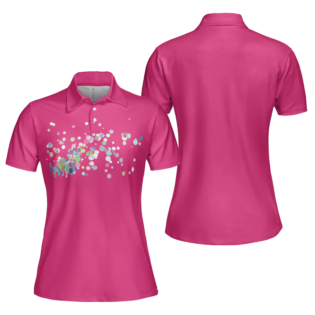 Women Polo Shirt - Colorful Circle, Pink Polo Shirts - Gift For Wife, Family, Girlfriend - Image 2