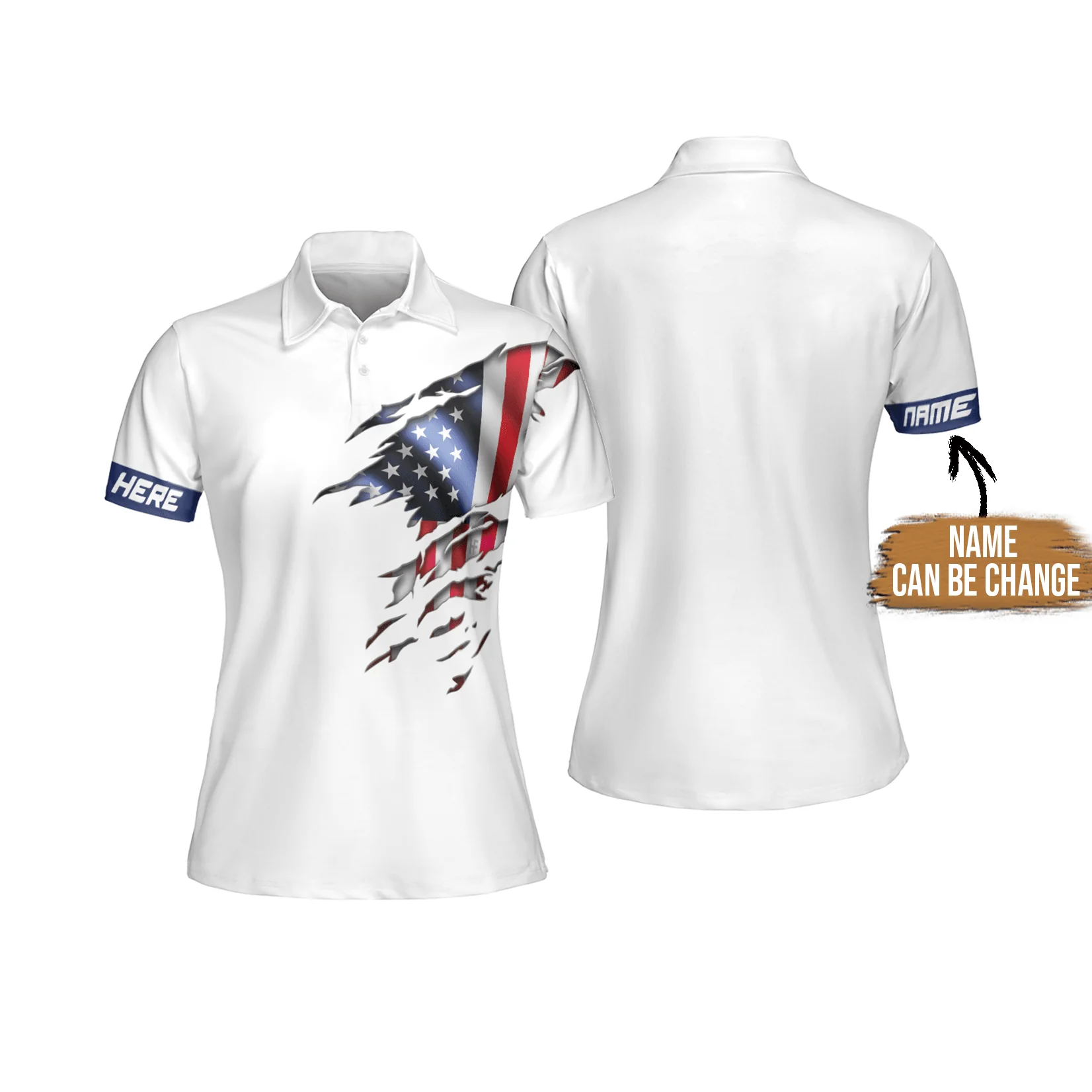 Women Polo Shirt Custom Name - USA Flag, American Flag Personalized Polo Shirts - Gift For Wife, Family, Girlfriend