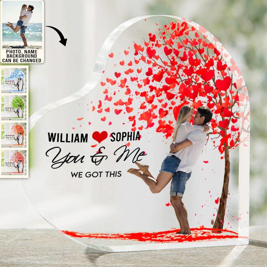 Women's Day, Valentine Shaped Acrylic Plaque - You And Me We Got This Custom Photo Personalized - Perfect Gift For Women's Day, Valentine - Image 3
