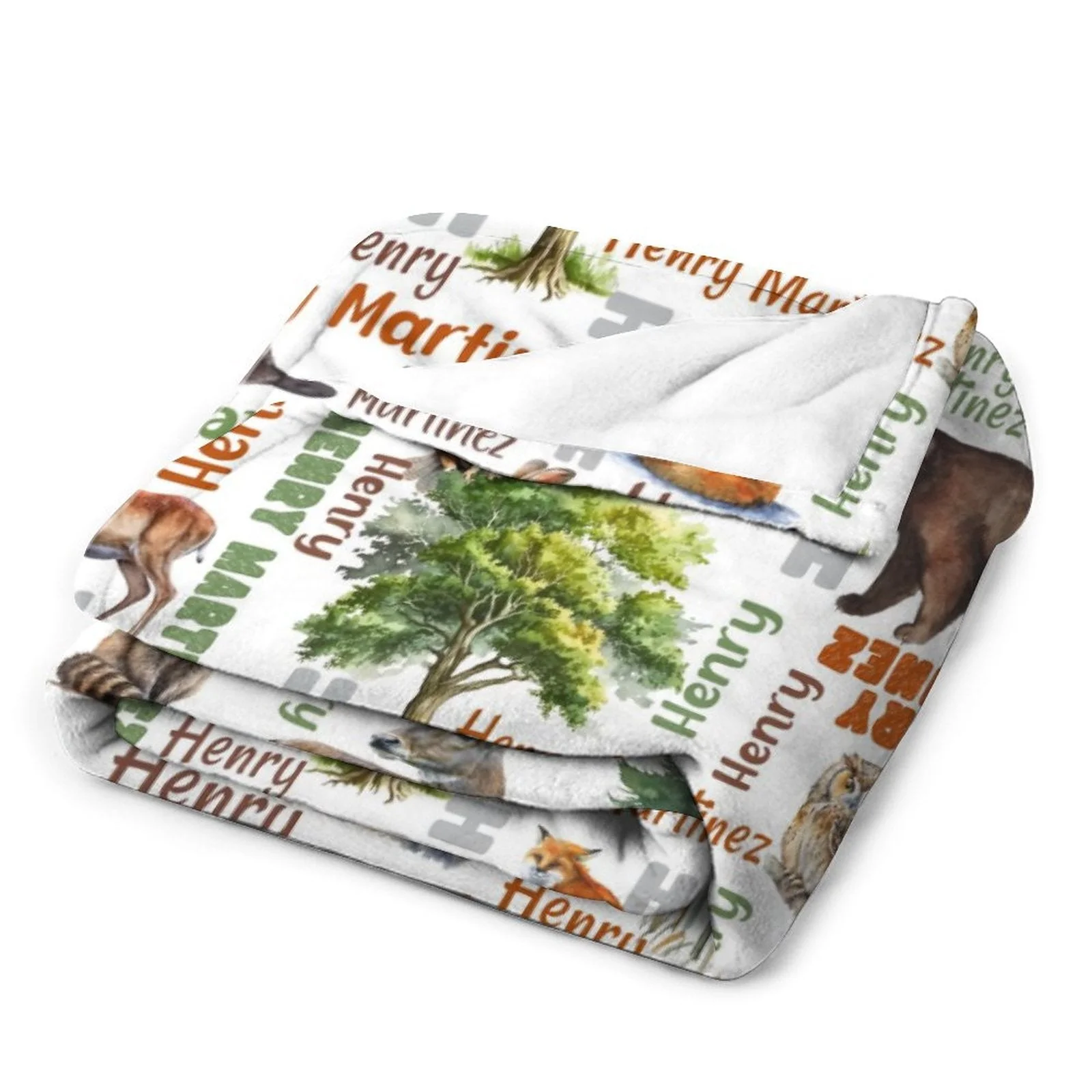 Woodland Forest Baby Kids Blanket With Personalized Name For Baby Nursery, Son, Daughter, Granddaughter, Grandson - Image 3