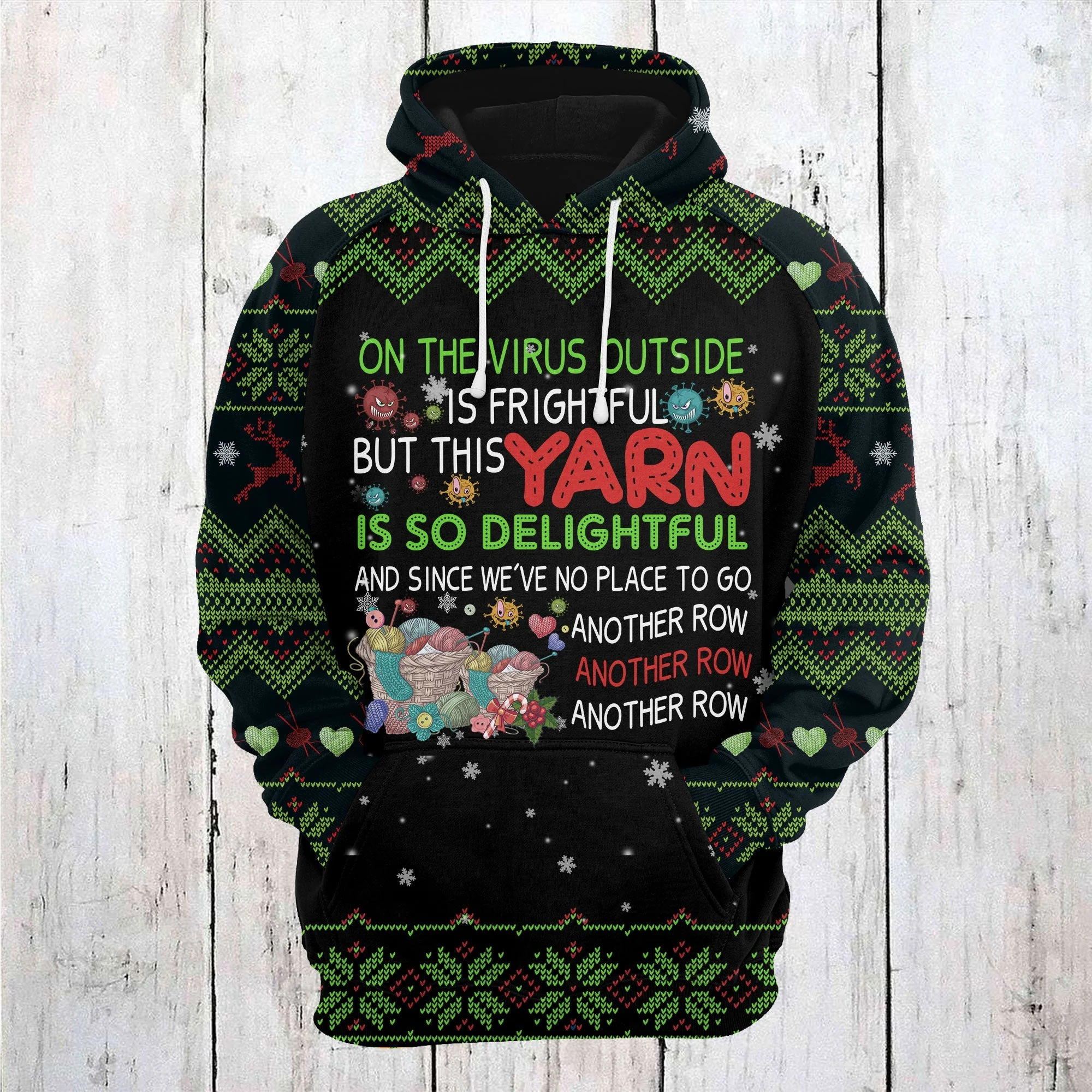 Yarn Christmas Pattern Pullover Premium Hoodie, Perfect Outfit For Men And Women On Christmas New Year Autumn Winter - Image 2