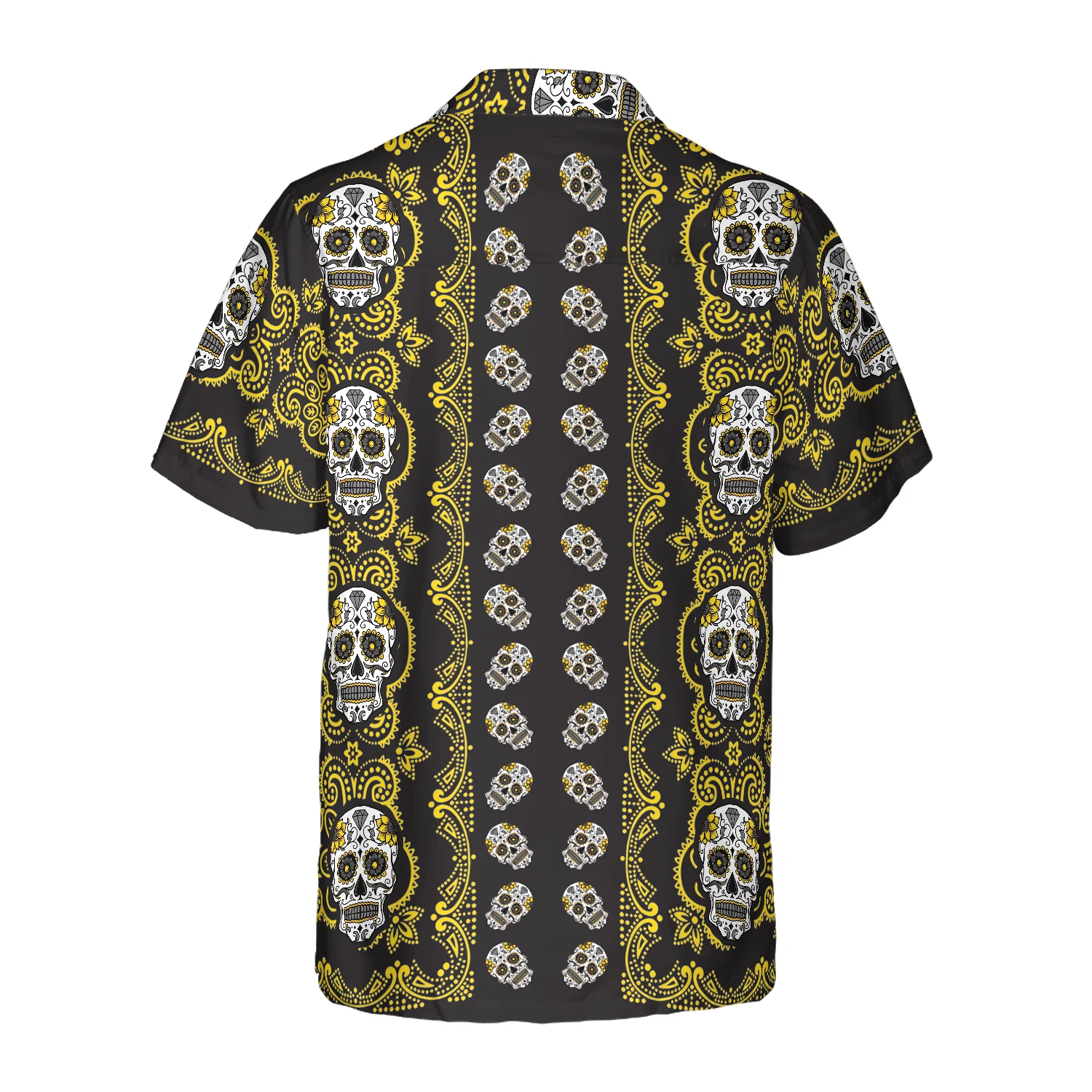 Yellow Sugar Skull Aloha Hawaiian Shirt For Summer, Colorful Shirt For Men Women, Perfect Gift For Friend, Team, Family - Image 3