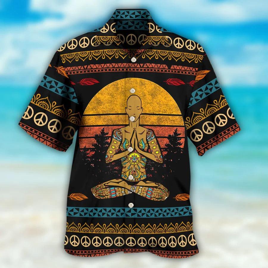Yoga Aloha Hawaiian Shirt, Yoga Pattern Hawaiian Shirt For Summer, Vintage Yoga Aloha Shirt - Perfect Gift For Men, Women, Yoga Lover, Friend - Image 2