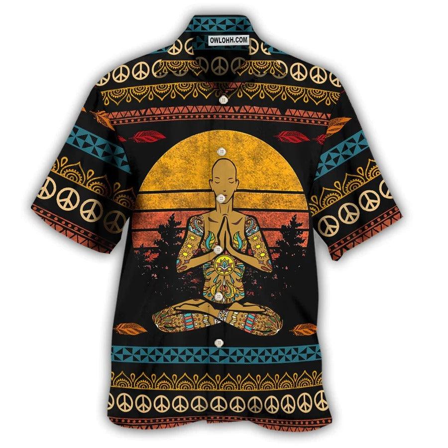 Yoga Aloha Hawaiian Shirt, Yoga Pattern Hawaiian Shirt For Summer, Vintage Yoga Aloha Shirt - Perfect Gift For Men, Women, Yoga Lover, Friend - Image 3