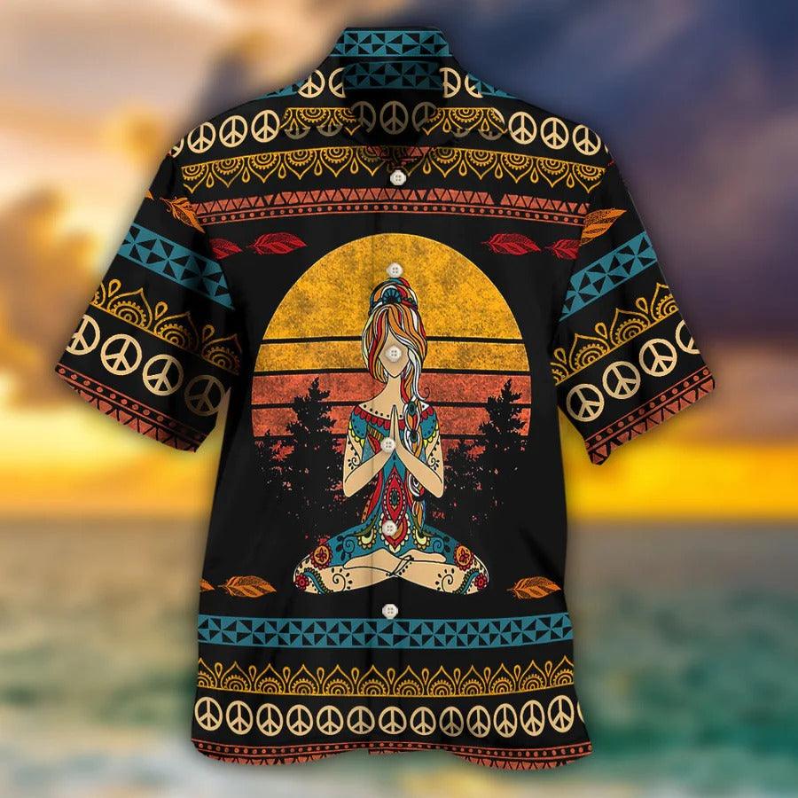 Yoga Aloha Hawaiian Shirt, Yoga Peace Love And Light Hawaiian Shirt For Summer, Yoga Aloha Shirt - Perfect Gift For Men, Women, Yoga Lover, Friend - Image 3