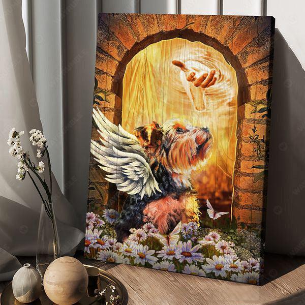 Yorkshire Portrait Canvas - Yorkie Angel Dog Butterfly Flower Portrait Canvas - Gift For Dog Lovers, Yorkie Owner, Friends, Family