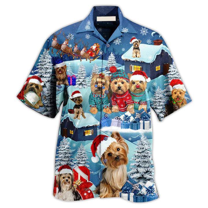 Yorkshire Terrier Aloha Hawaii Shirt - Yorkshire Terrier Through The Snow Merry Christmas Hawaiian Shirt For Summer - Perfect Gift For Dog Lovers, Friend, Family - Image 2