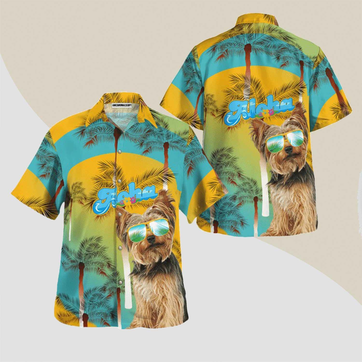 Yorkshire Terrier Aloha Hawaiian Shirt - Summer Beach Tropical Leaves Hawaiian Shirt For Summer - Perfect Gift For Dog Lovers Friend, Family