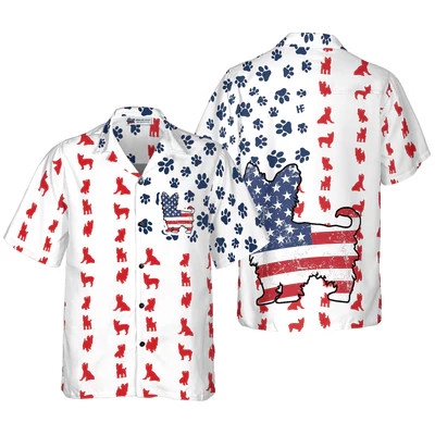 Yorkshire Terrier Hawaiian Shirt, Yorkie American Flag Aloha Shirt For Men - Perfect Gift For Yorkie Lovers, Husband, Boyfriend, Friend, Family - Image 2