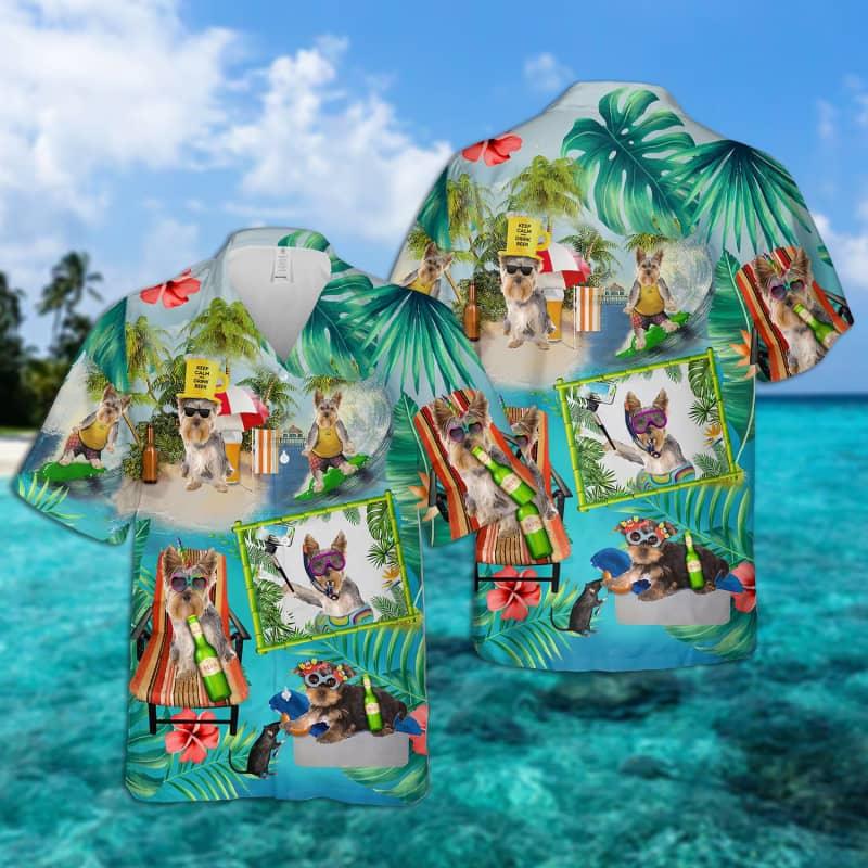 Yorkshire Terrier Hawaiian Shirt, Yorkie Surfing On Beach Aloha Shirt - Perfect Gift For Yorkshire Terrier Lovers, Husband, Boyfriend, Friend, Family