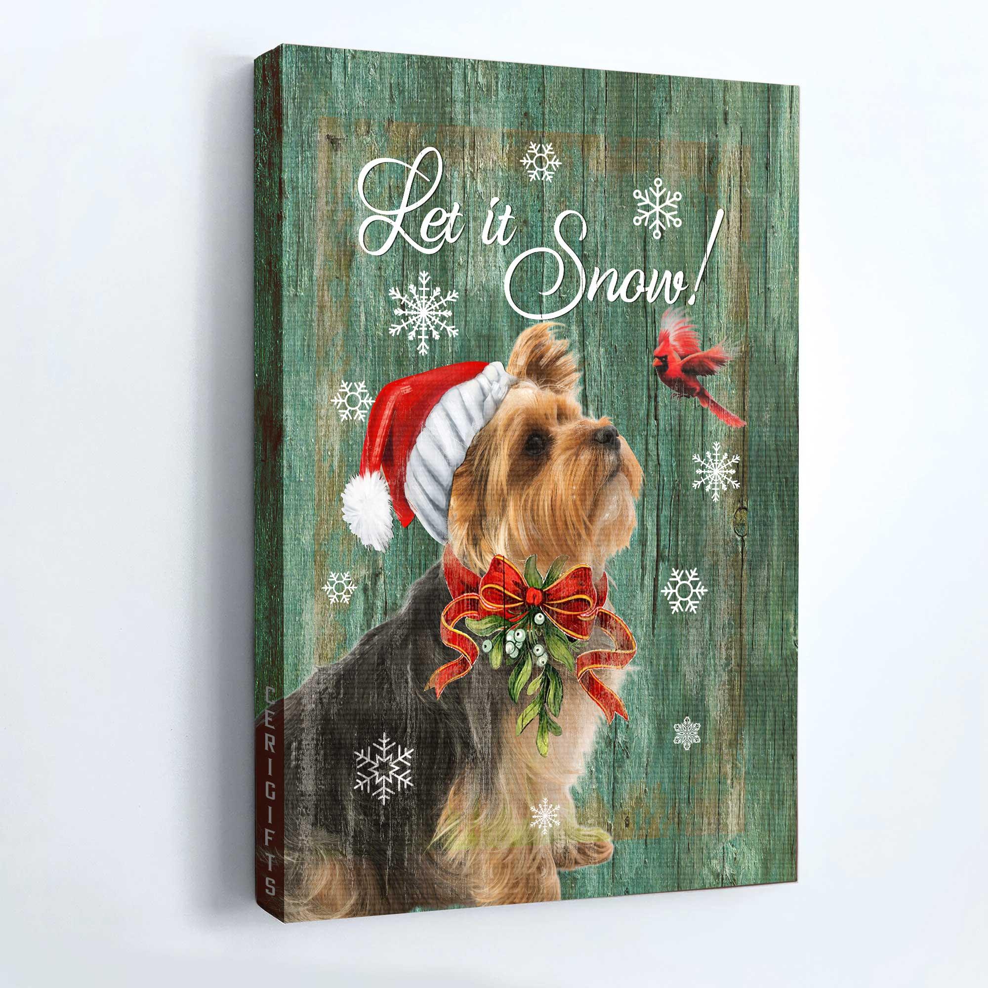 Yorkshire Terrier Premium Wrapped Portrait Canvas - Yorkshire Terrier, Cardinal, Christmas, Let It Snow - Gift For Yorkshire Terrier Lover, Dog Lovers