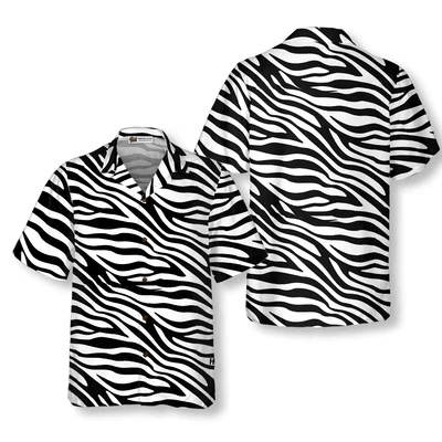 Zebra Pattern Hawaiian Shirt, Zebra Aloha Shirt For Men - Perfect Gift For Zebra Lovers, Husband, Boyfriend, Friend, Family - Image 2